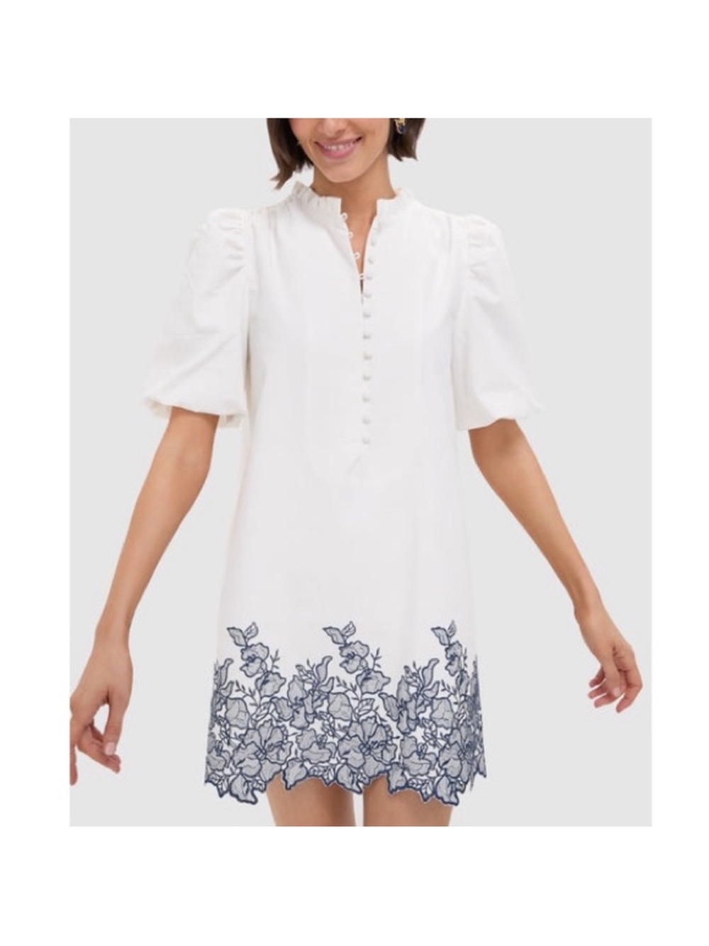Tuckernuck Cream Ruffled Collar Button-Front Top